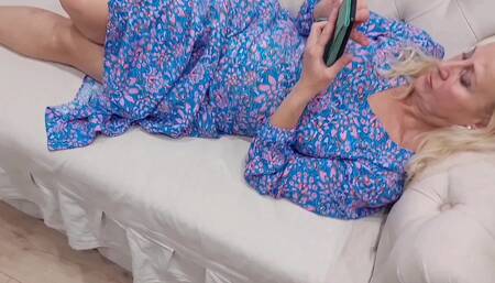 Amateur Blonde Mature Wife Enjoys Semi-naked Sex