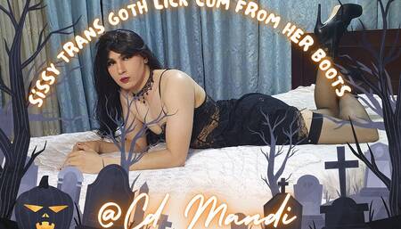 Sissy Trans Goth Lick Cum From Her Boots