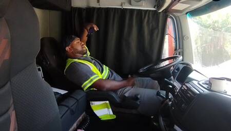 Lunchtime, Alone Inside the Truck.