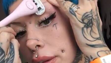 Shaving my eyebrows off while smoking