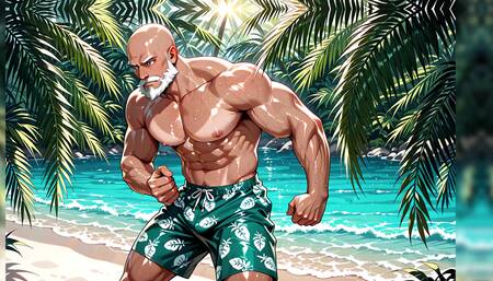 Handsome Bald Old Man Shirtless