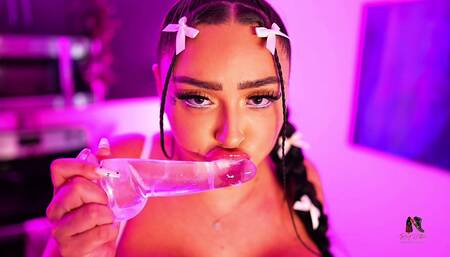 Glass Dildo Solo Play with Zoey Foxx
