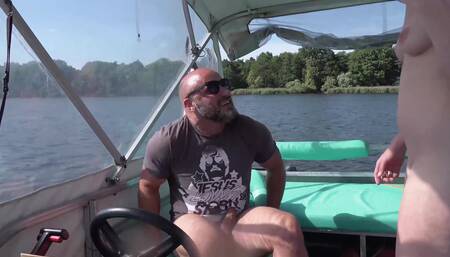 Old hunk fucks young tattooed and pierced brunette on his boat