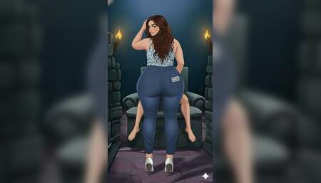 Wife Blanca Caderona Pulls Down Jeans And Slowly Provokes Him XL Booty