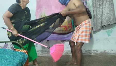 My stepmother was cleaning the house with a broom. I lifted her skirt up and down.