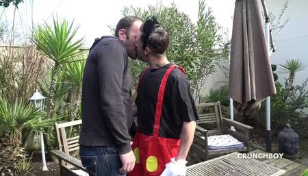 Slut twink creampied by the big cock of Fred in garden
