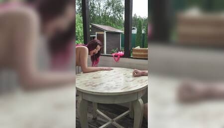 Chubby Teen Anal Fucked in Front of Old Man