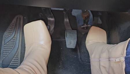 Hard driving in camel heels boot