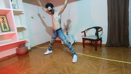 Mistress kicks the balls of bound lover (1C)