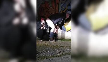 Outdoor Exposure Girl Licks Guy's Ass