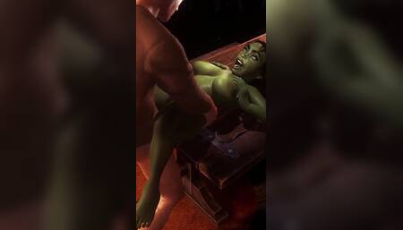 Sex with hot busty goblin girl
