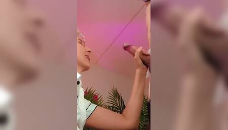 Great Handjob for Sissy with the Wild Funny Cumming - All Views