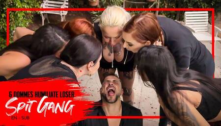 Six girls humiliate a business guy by spitting in his face (720 EN-sub) Spit Fetish - Spitting - Saliva - Degradation - Humiliation - Female Domination - Male Slave