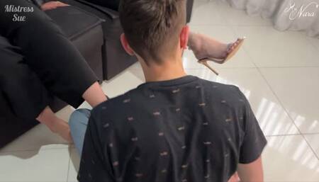 me and my friend Nara doing footjob on my boyfriend