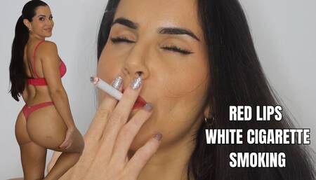 Red lips white cigarette smoking - OnlyVanessa (custom clip)