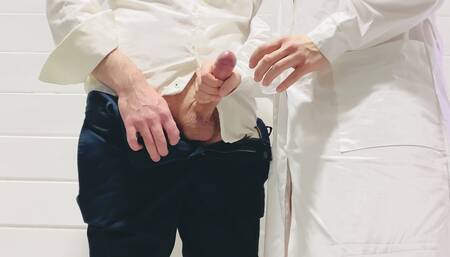 Real Nurse Helped the Client to Collect a Sperm Analysis
