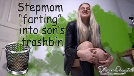 Stepmom farting into stepsons trashbin 4
