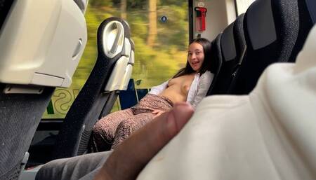 Jerry off and blowjob in the back seat of a bus