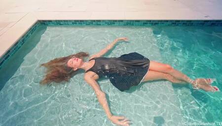 Lila Soaks Her Sexy Black Dress in the Pool