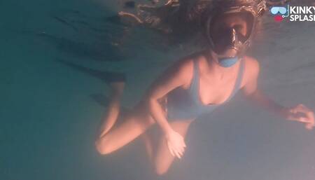 Night Swim in Latex Swimsuit & Full Face Mask - AVI