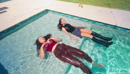 Alexandra and Carla Pushed in the Pool