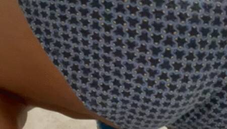 Morning routine plopping in blue briefs and peeing into blue cup