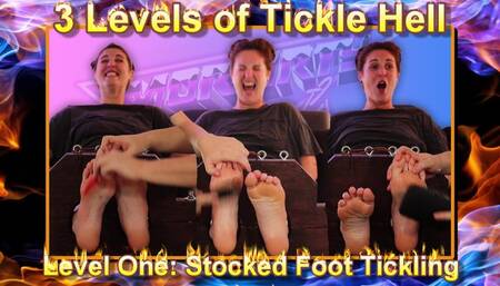 Working Up A Sweat:  Powerlifter Goes To Tickle Hell - LEVEL ONE: STOCKED FOOT TICKLING