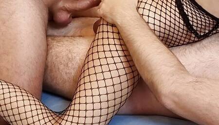 Share my wife with a friend. Threesome. MFM. Cuckold. DP. Double penetration with creampie