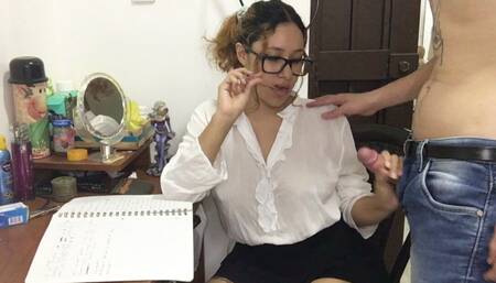 Step Sister Needs Help With Her Homework - I Cum On Her Face